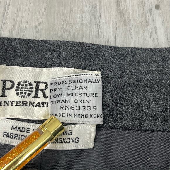 Vintage 90s Ports International Gray Lined Pure Wool Straight Pencil Skirt 4 - Picture 6 of 13